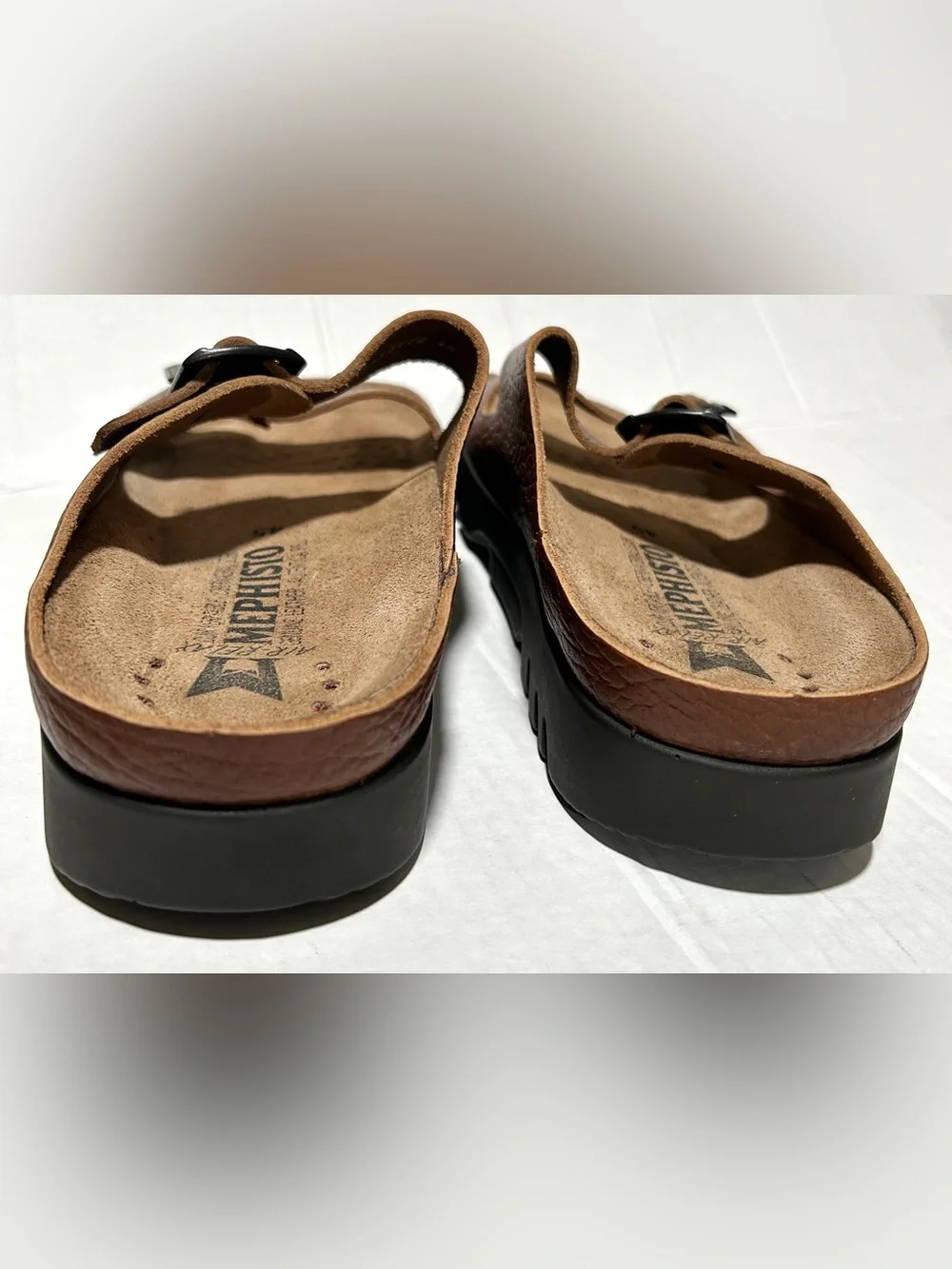 Mephisto Men’s Brown Leather Double-Buckle Sandals